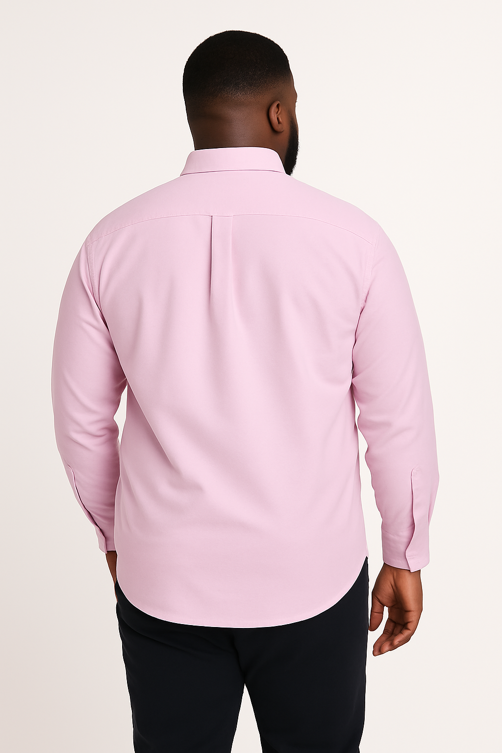 Camisa de manga larga color rosa con bolsillo