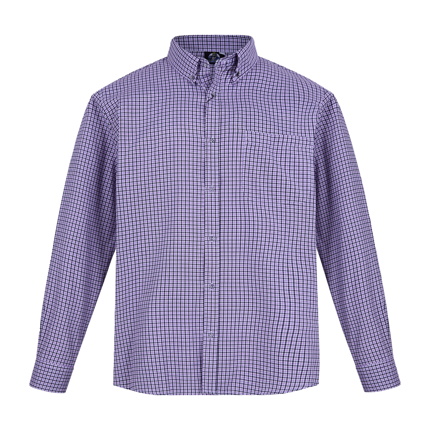 Camisa de manga larga morada a cuadros con bolsillo