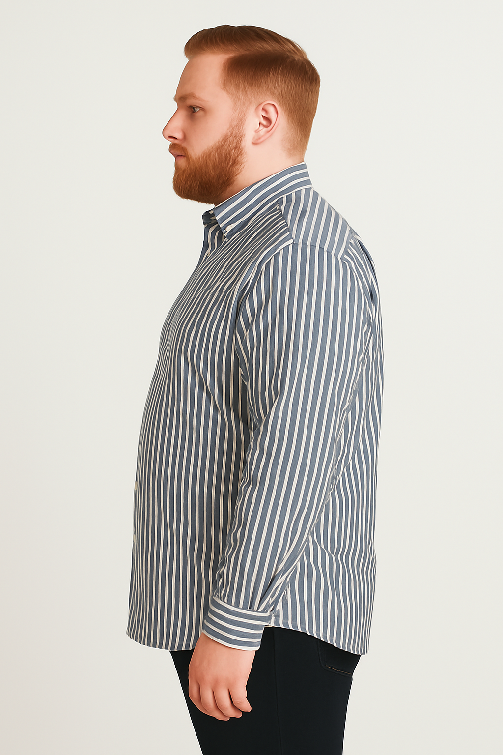Camisa de manga larga a rayas azul marino y blanco