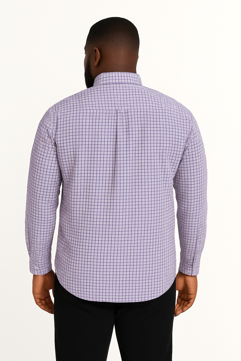 Camisa de manga larga morada a cuadros con bolsillo