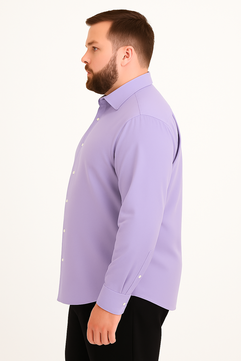 Camisa de manga larga color lila con bolsillo