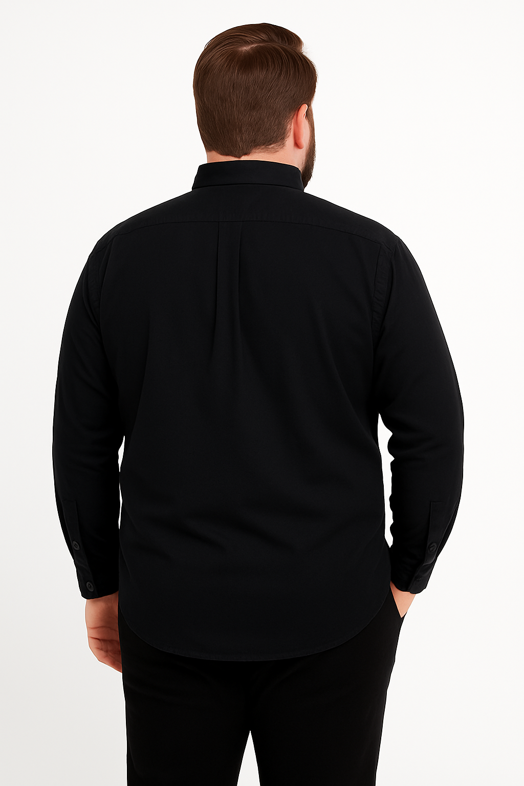 Camisa de manga larga color negro con bolsillo