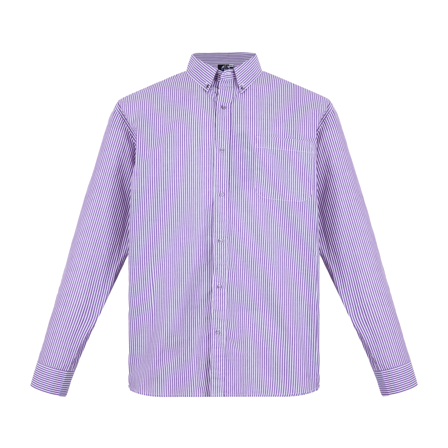 Camisa de manga larga a rayas lila con bolsillo