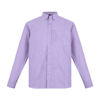 Camisa de manga larga a rayas lila con bolsillo
