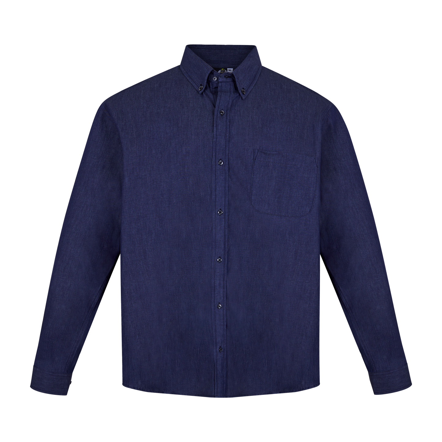 Camisa de manga larga azul marino con bolsillo
