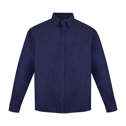 Camisa de manga larga azul marino con bolsillo