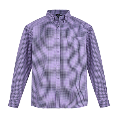 Camisa de manga larga morada a cuadros con bolsillo