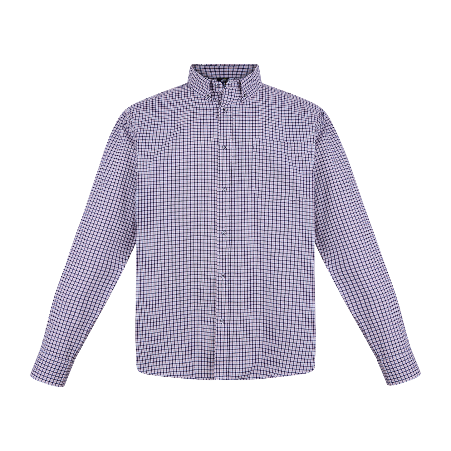 Camisa de manga larga cuadros azul marino con bolsillo