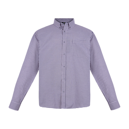 Camisa de manga larga cuadros azul marino con bolsillo