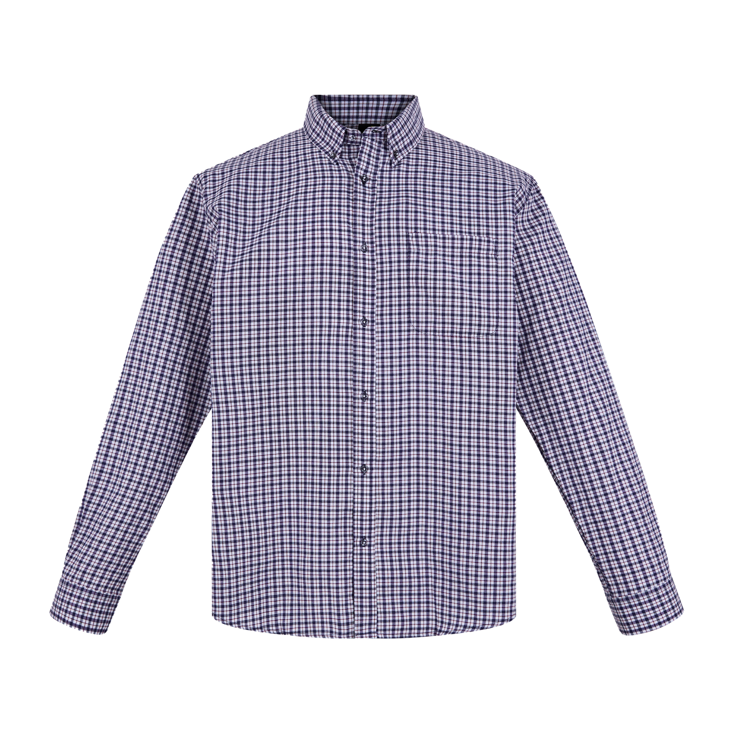 Camisa de manga larga a cuadros azul y blanco con bolsillo