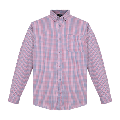 Camisa de manga larga cuadros rojo y blanco con bolsillo