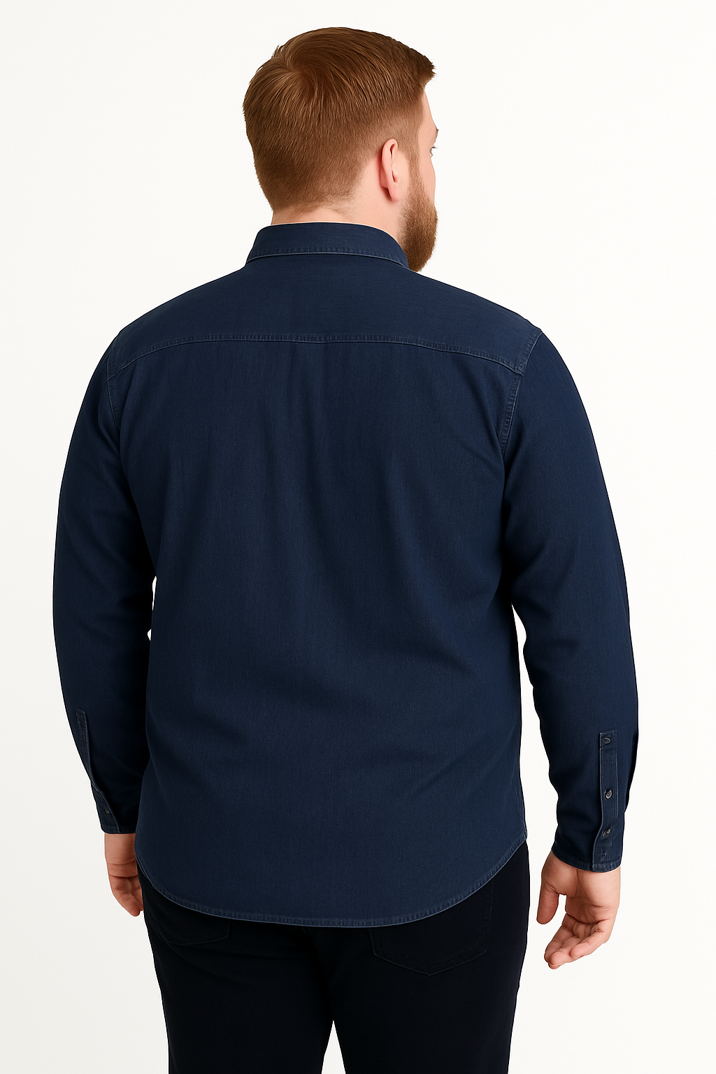 Camisa de manga larga azul marino con bolsillo