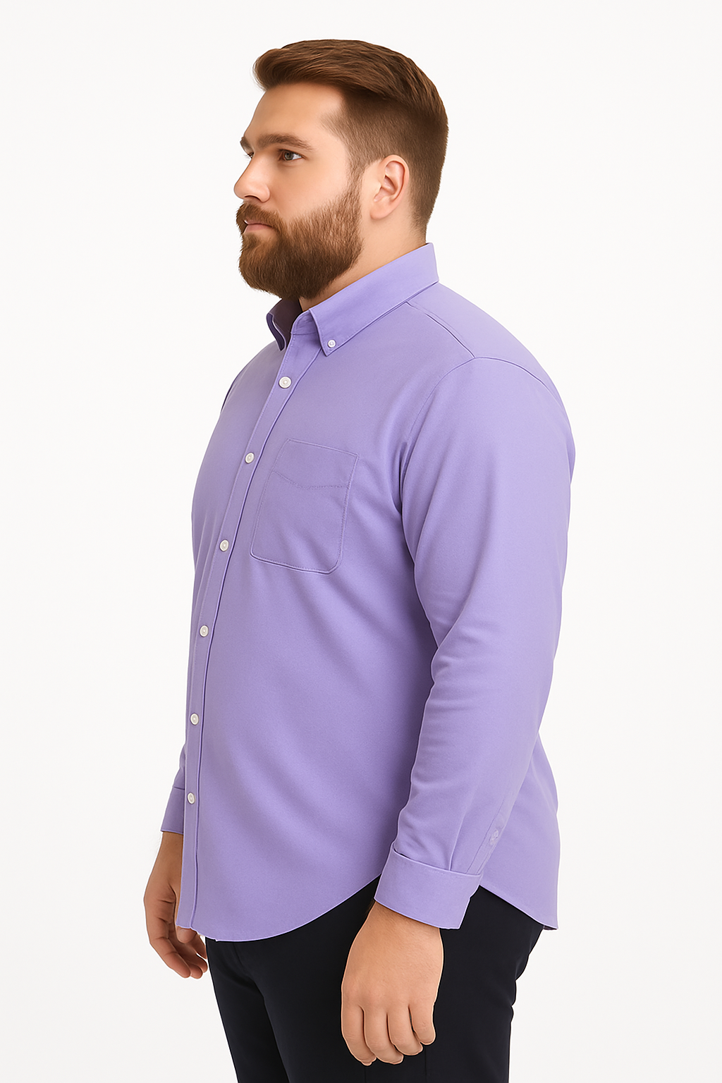 Camisa de manga larga color azul marino con bolsillo