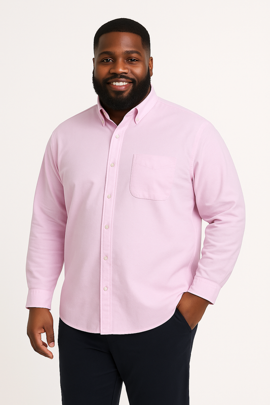 Camisa de manga larga color rosa con bolsillo