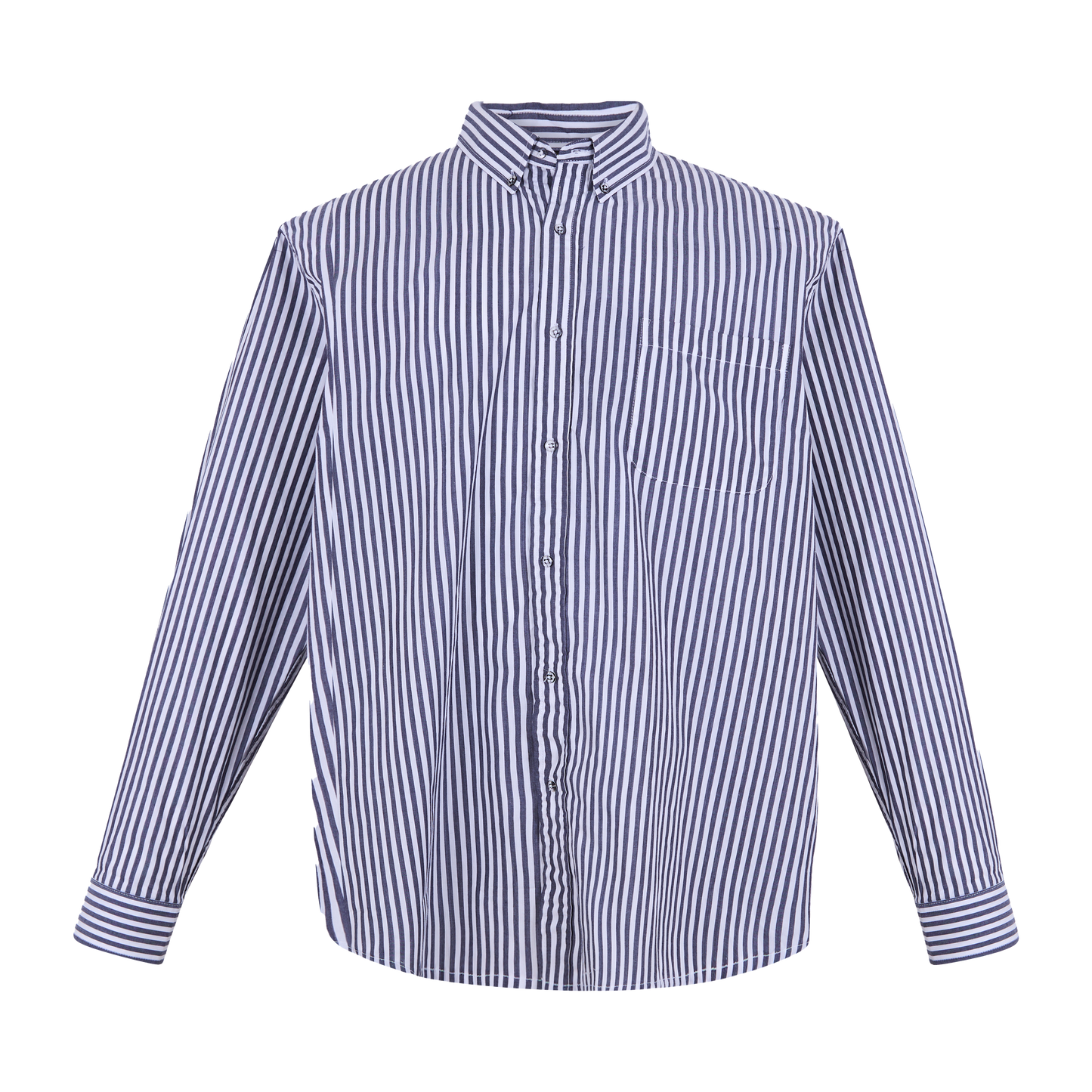 Camisa de manga larga a rayas azul marino y blanco