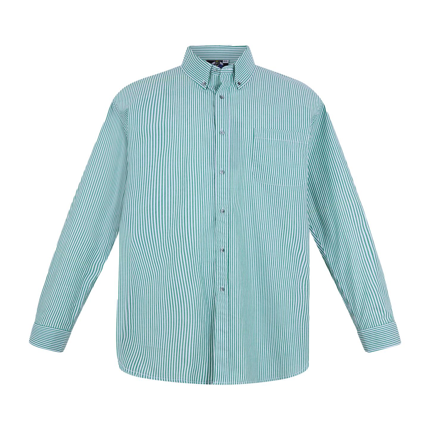 Camisa de manga larga verde a rayas con bolsillo
