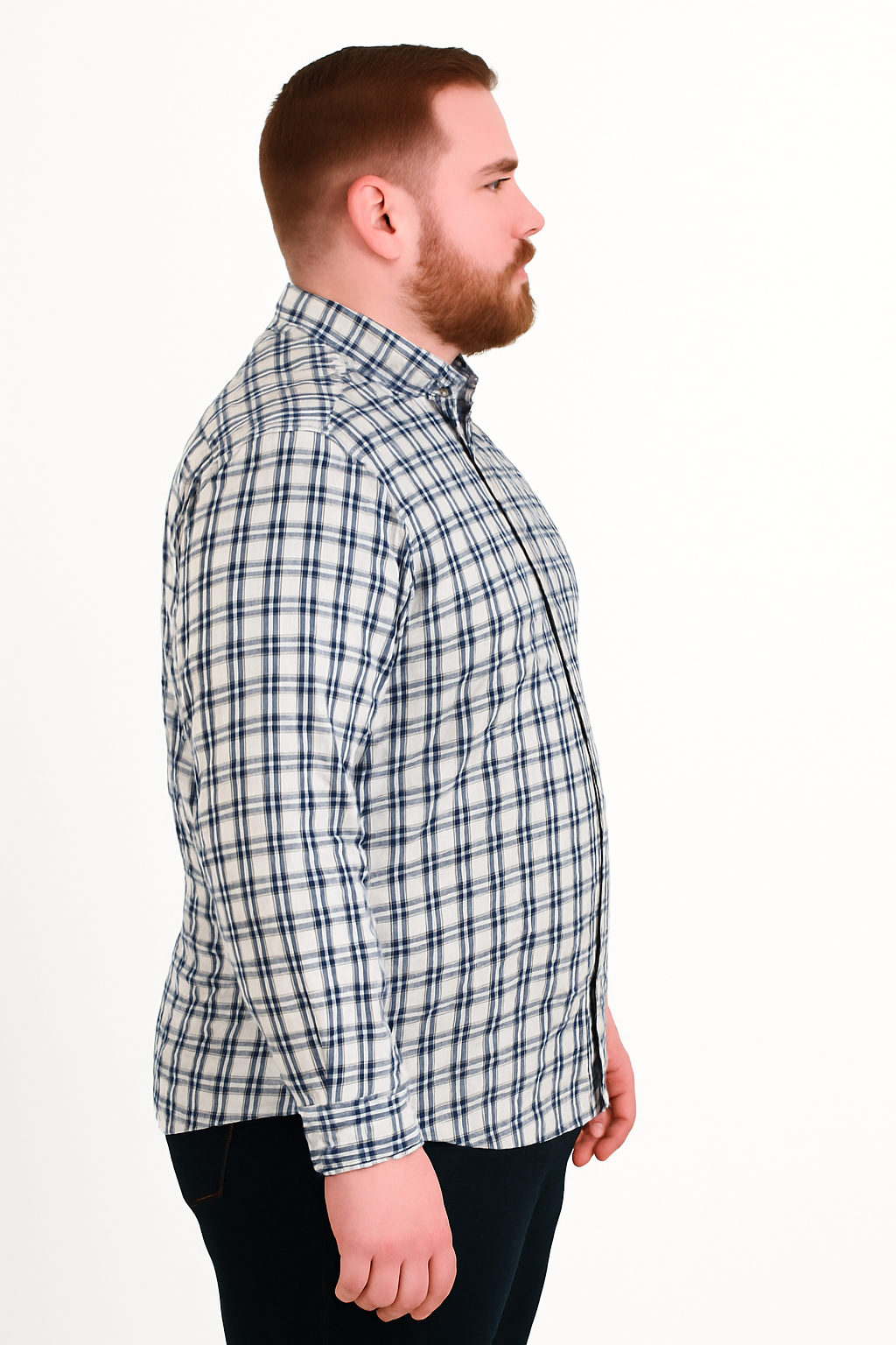 Camisa de manga larga a cuadros azul marino