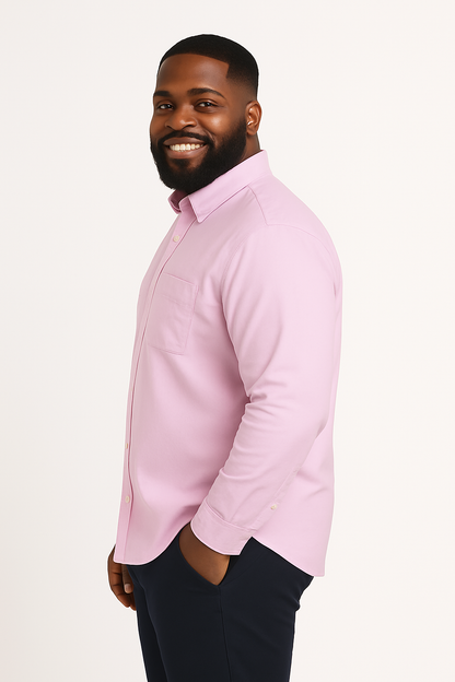 Camisa de manga larga color rosa con bolsillo