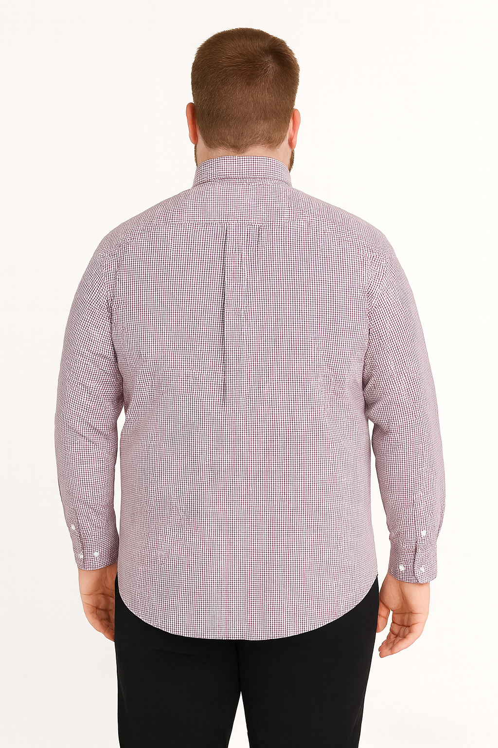Camisa de manga larga cuadros rojo y blanco con bolsillo
