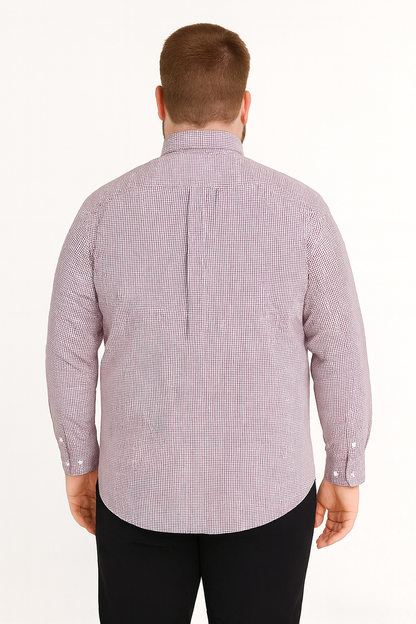 Camisa de manga larga cuadros rojo y blanco con bolsillo