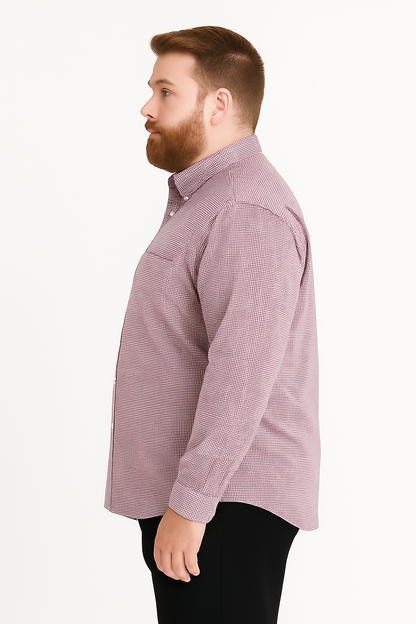 Camisa de manga larga cuadros rojo y blanco con bolsillo