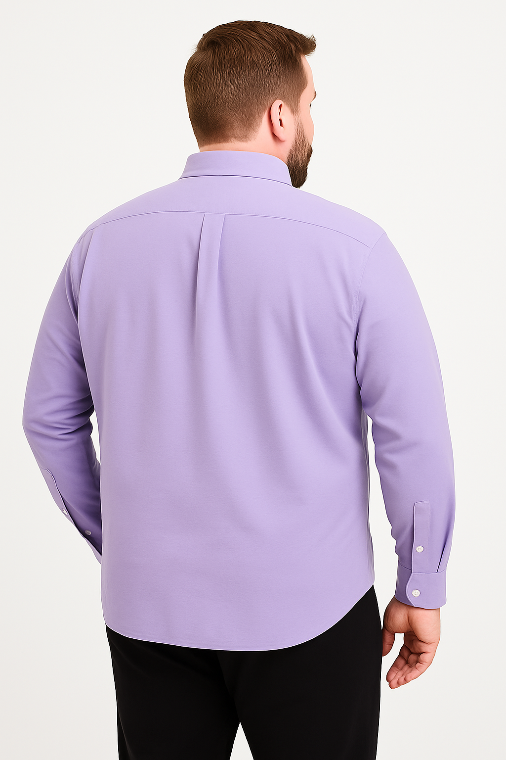 Camisa de manga larga color lila con bolsillo