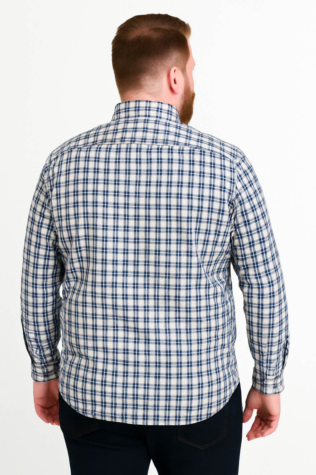 Camisa de manga larga a cuadros azul marino