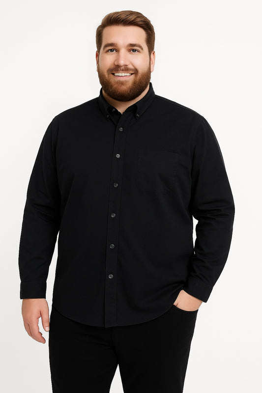 Camisa de manga larga color negro con bolsillo